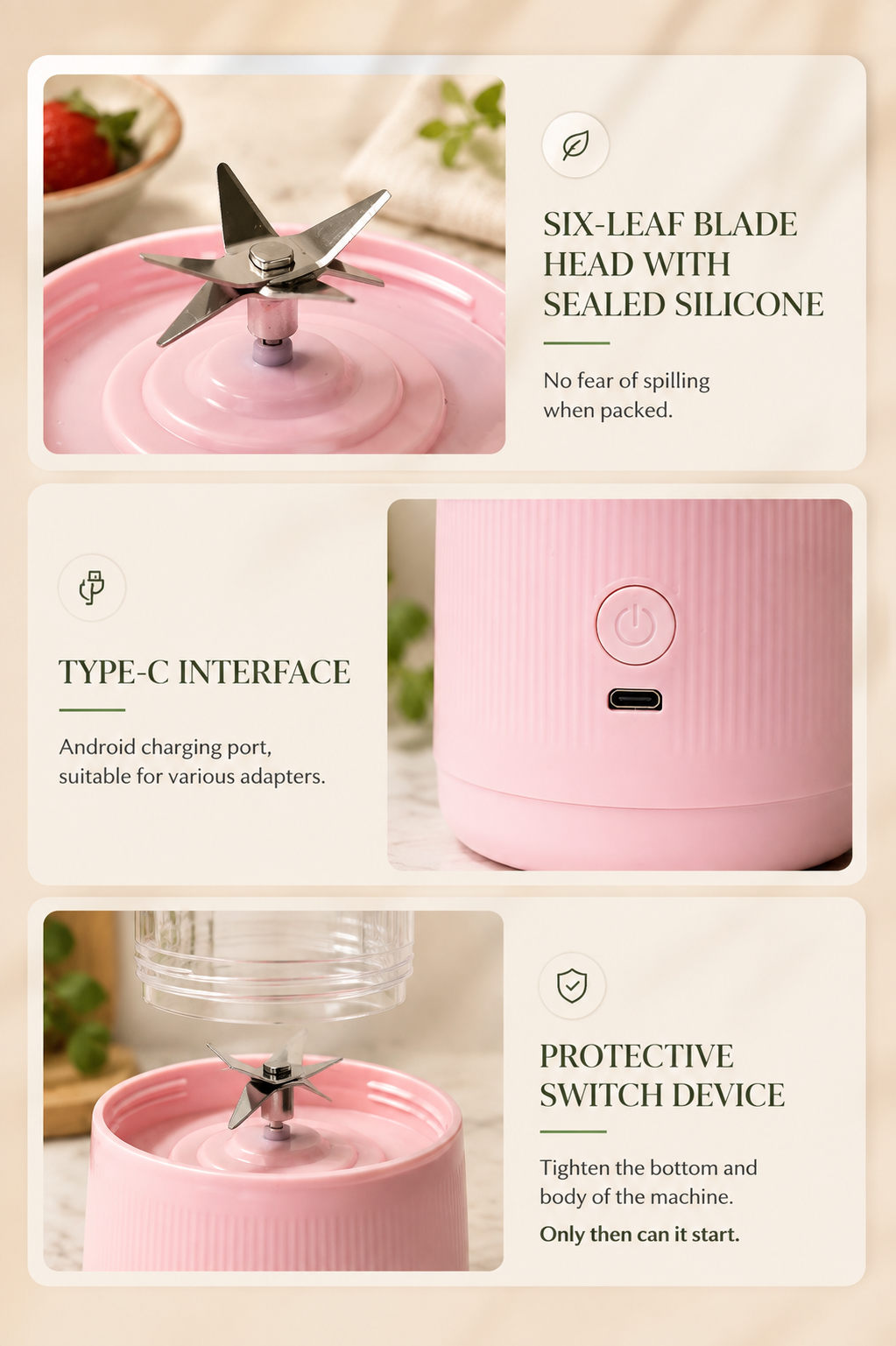 Portable Mini Smoothie Blender – Cordless & Rechargeable